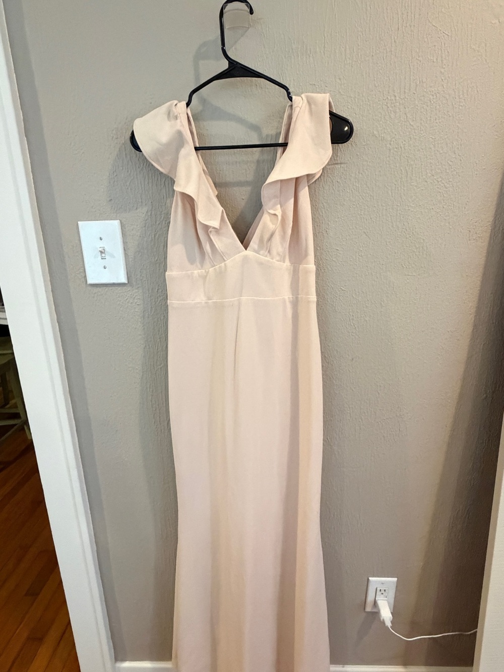 Lulu's Blush Ruffle V-Neck Maxi Dress